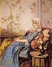 Auguste Toulmouche Famous Paintings - An Exotic Beauty in an Interior